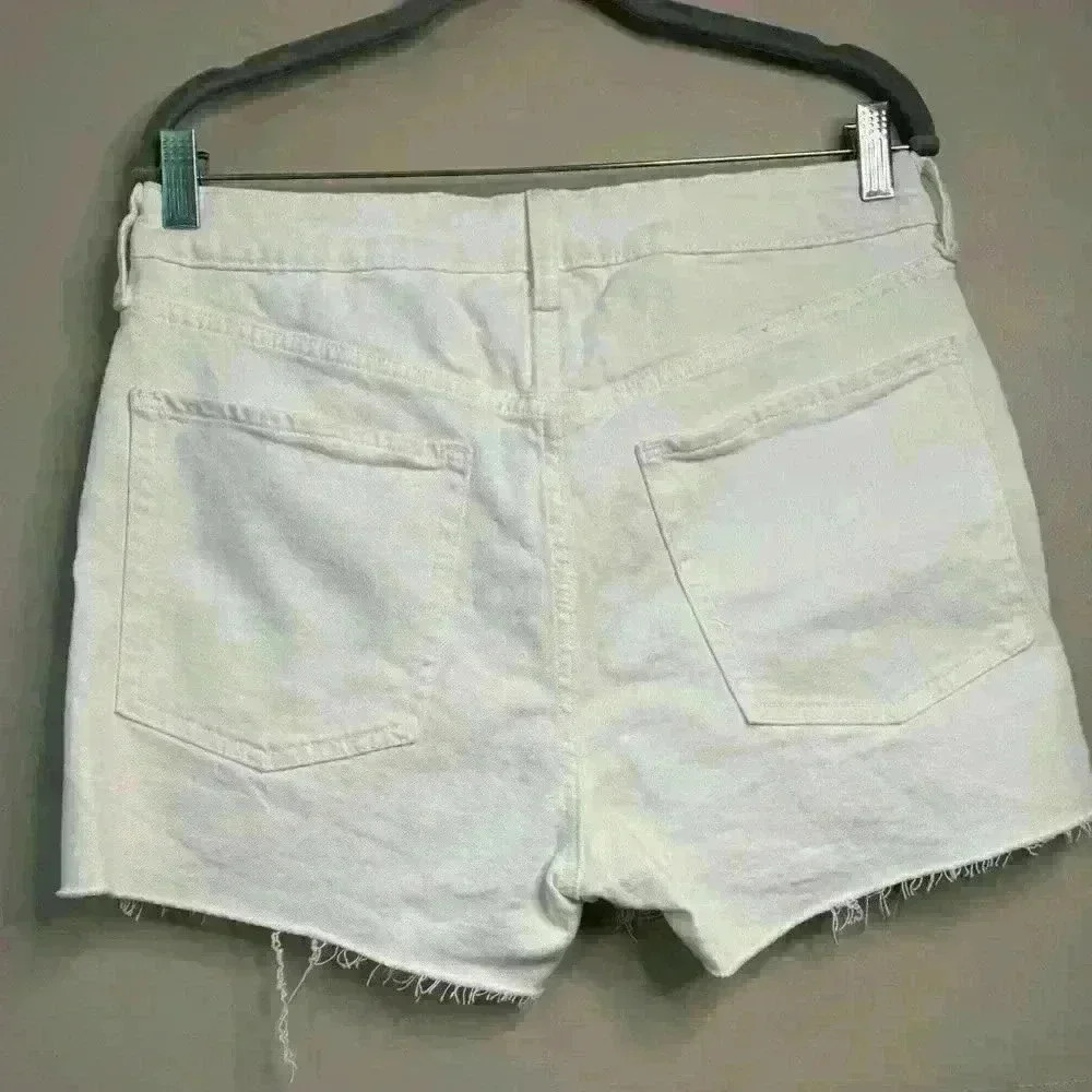 NWT Old Navy white Shorts 3 inch high rise button fly frayed hem size 12 casual - Picture 7 of 9